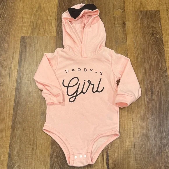 SHEIN Pink 'Daddy's Girl' Hooded Bodysuit (Size: 18-24 months)(NWT) - Picture 1 of 9